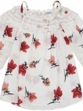by & by White Red Women's Floral Off-Shoulder Blouse XL
